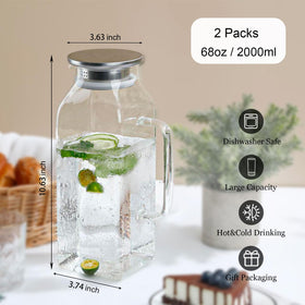  Ftystall square pitcher with ergonomic handle for easy pouring