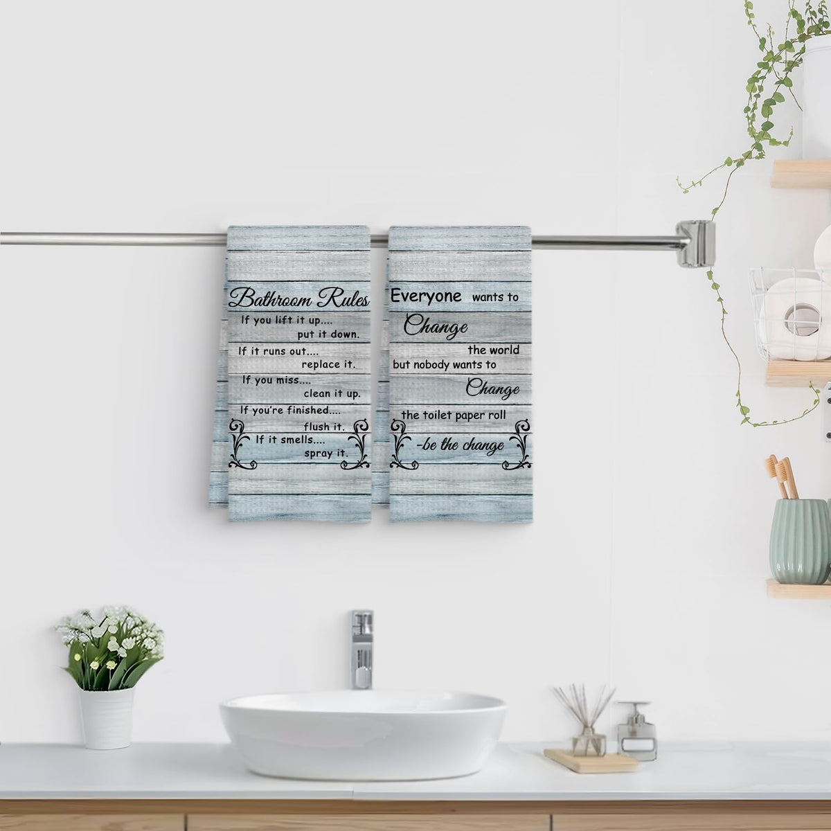 Fuasei 16x24 inch hand towel showcases large size for drying dishes or hands.