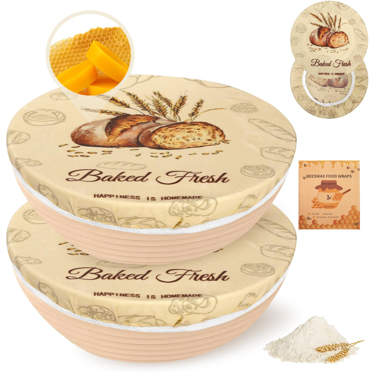 Fufeisi beeswax bowl cover 10-inch proofing fits bowls and keeps dough fresh.