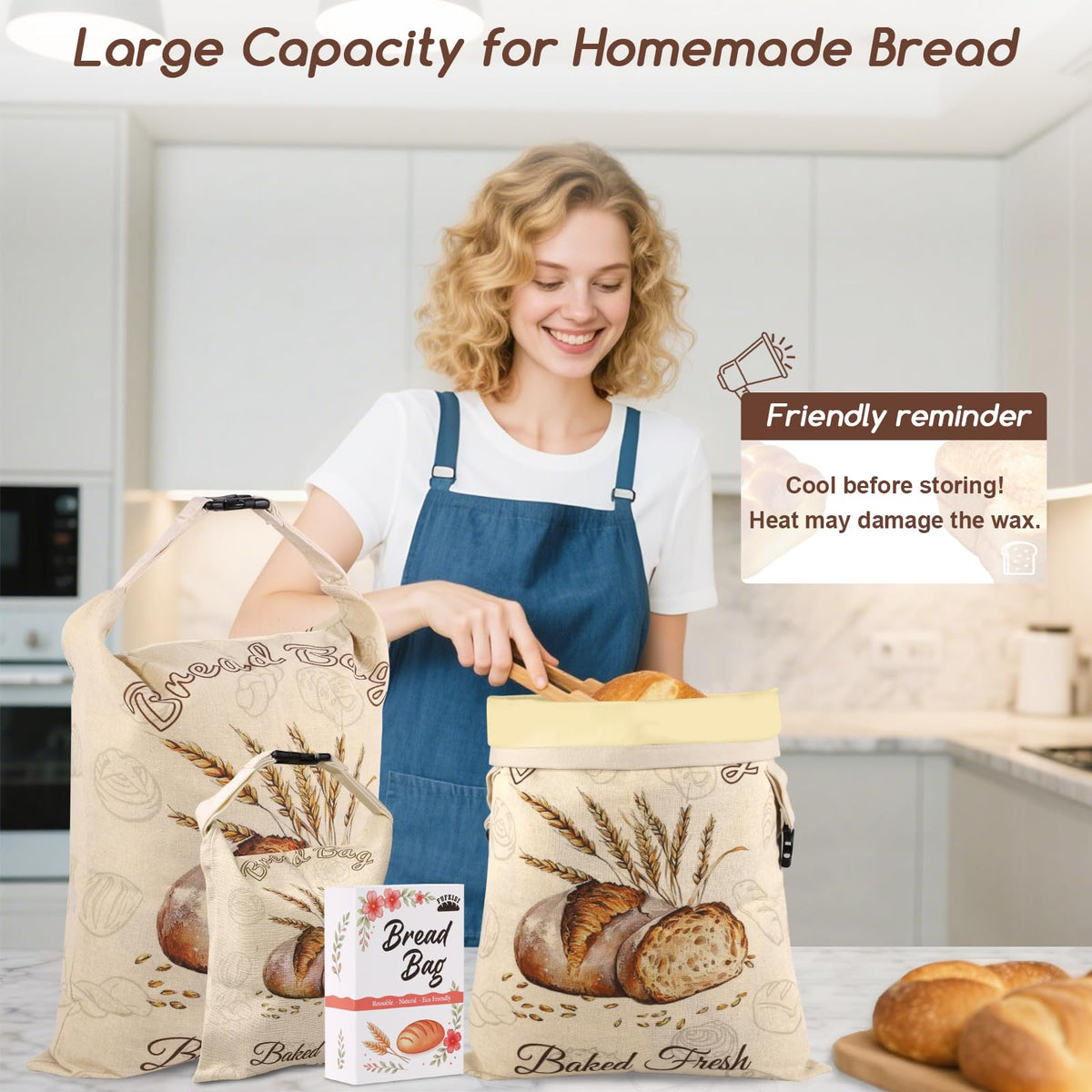 Fufeisi bread bags buckle-closure kitchen storage solution for easy transport