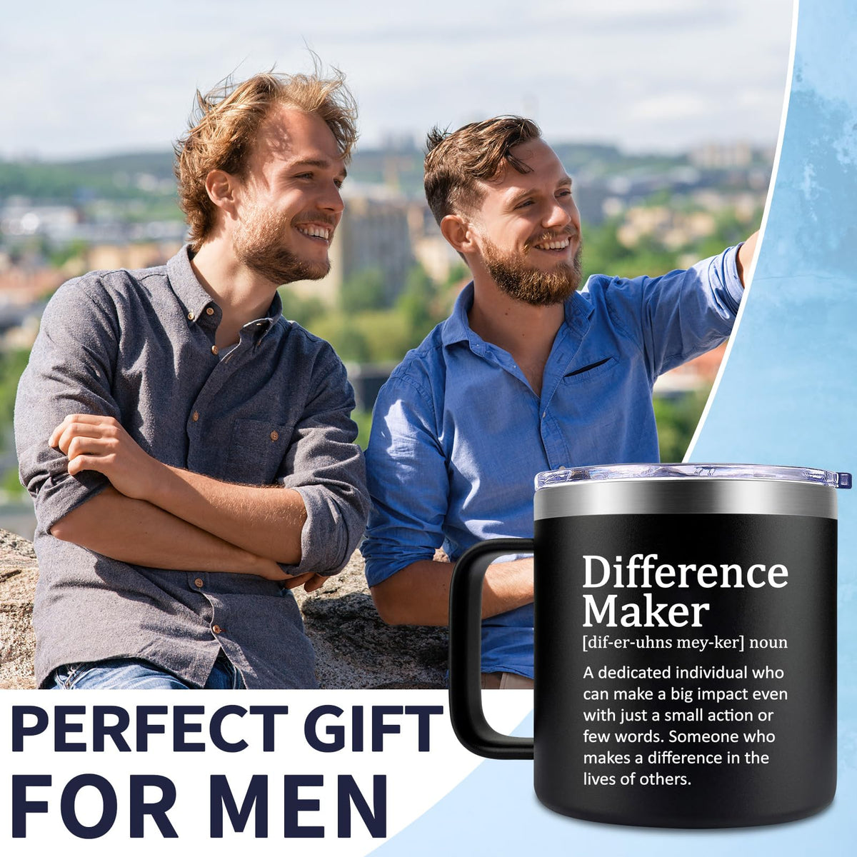 Fufendio Difference Maker Mug 14oz, dishwasher-safe for easy cleaning.