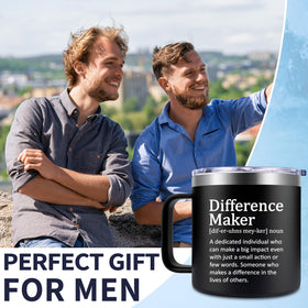 Fufendio Difference Maker Mug 14oz, dishwasher-safe for easy cleaning.