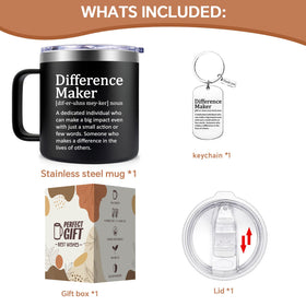 Fufendio Double Wall Insulated Mug keeps beverages hot or cold longer.