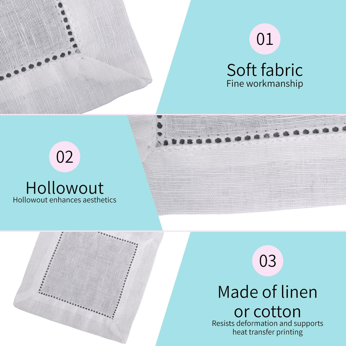 Hollow design Fukaisu white napkins with a simple, refined look