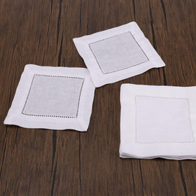 Thick soft absorbent Fukaisu linen napkins in white for spill control