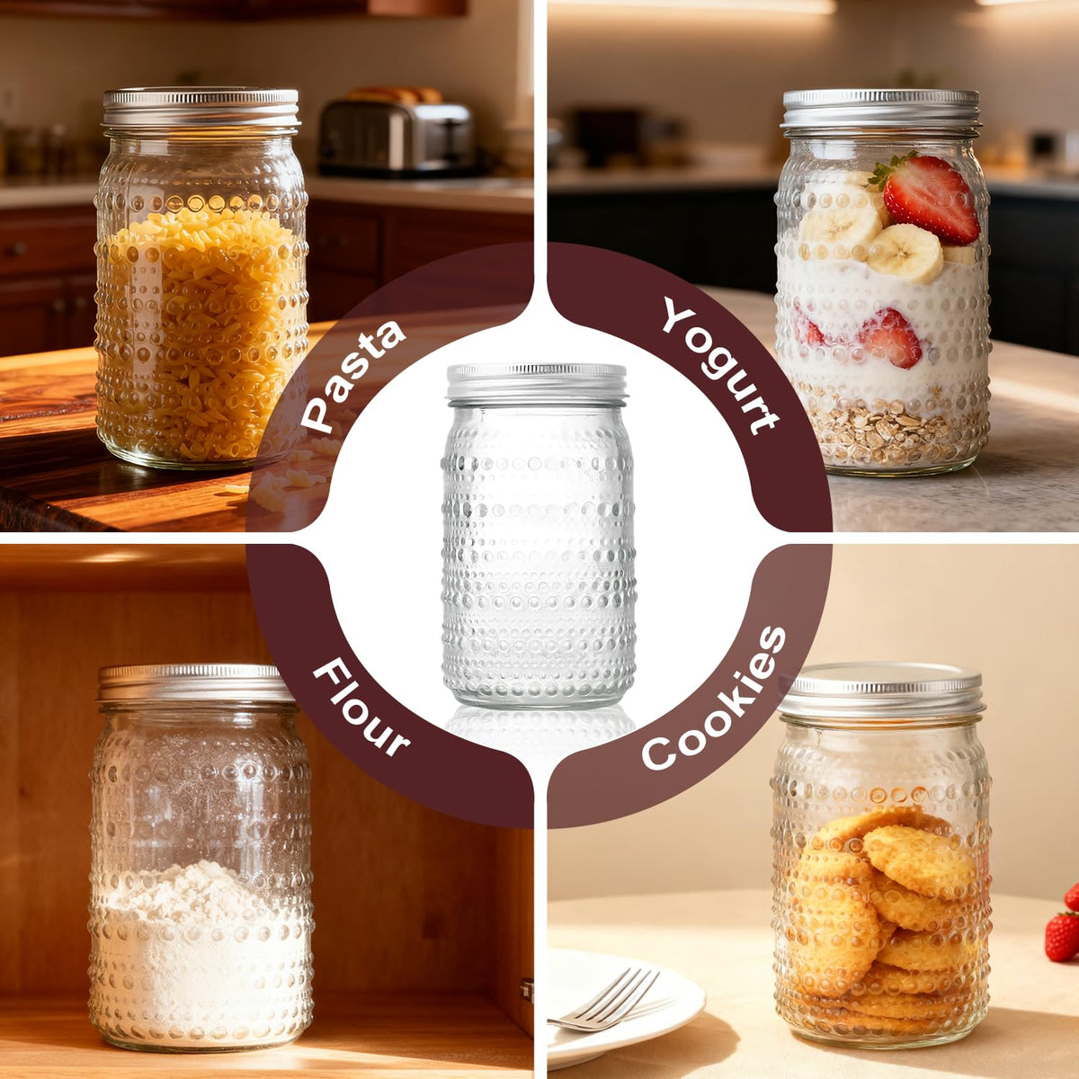FULGNU four pack keeps favorites organized on kitchen shelves with easy access