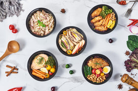 FULING stackable design saves cabinet space for bulk meal planning.