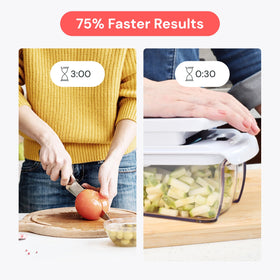 Fullstar All-in-1 chopper stores neatly in a drawer for compact kitchens.