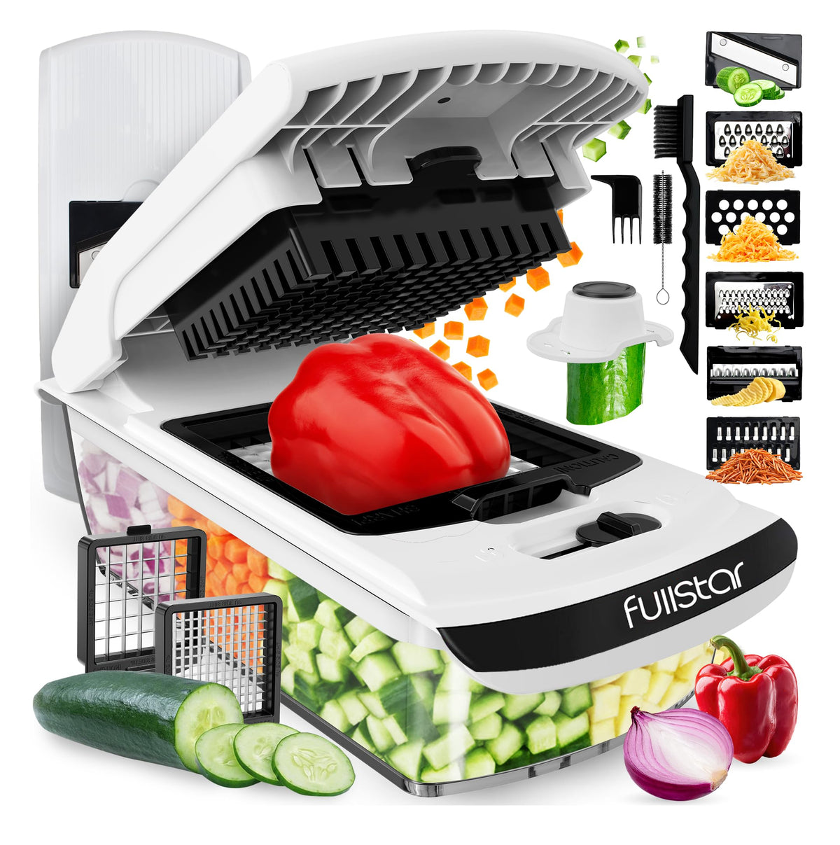 Fullstar All-in-1 chopper dices vegetables quickly for weeknight meals.