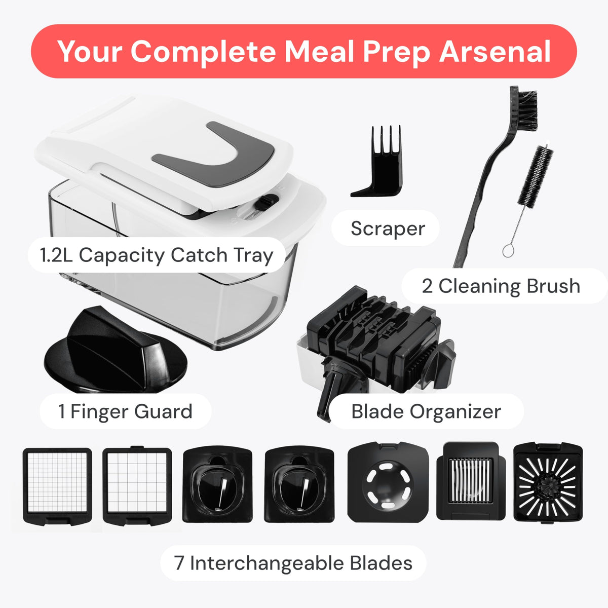 Fullstar cheese grater disc included for quick shredding and grating.