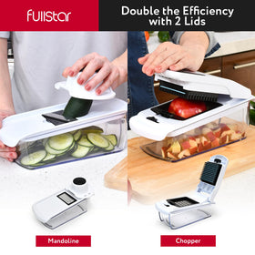 Fullstar chopper with container demonstrating organized ingredient collection.
