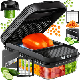 Fullstar Daily Chopper container enables mess-free prep and easy storage.
