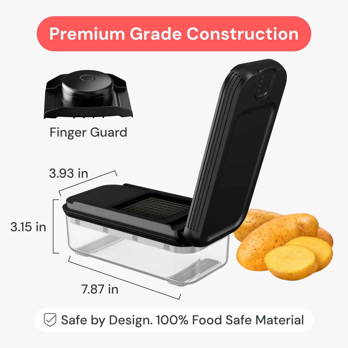 Fullstar Daily Chopper finger guard protects hands during slicing.