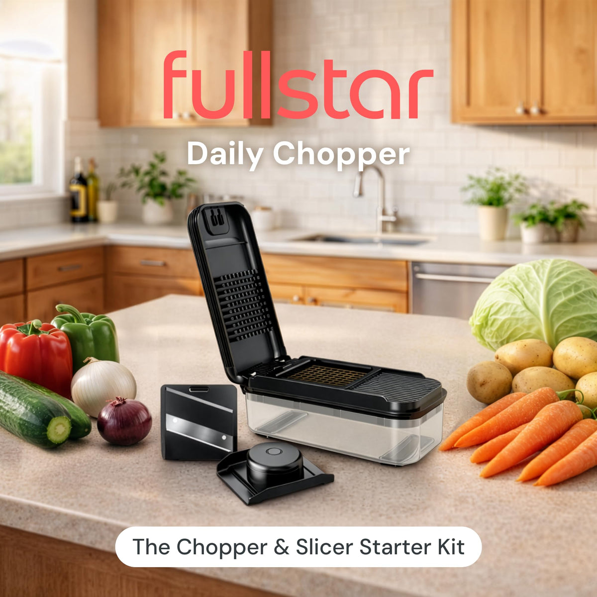 Fullstar Daily Chopper slicer blade for quick, uniform vegetable slicing.
