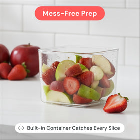 Ergonomic pusher design aiding effortless fruit cutting