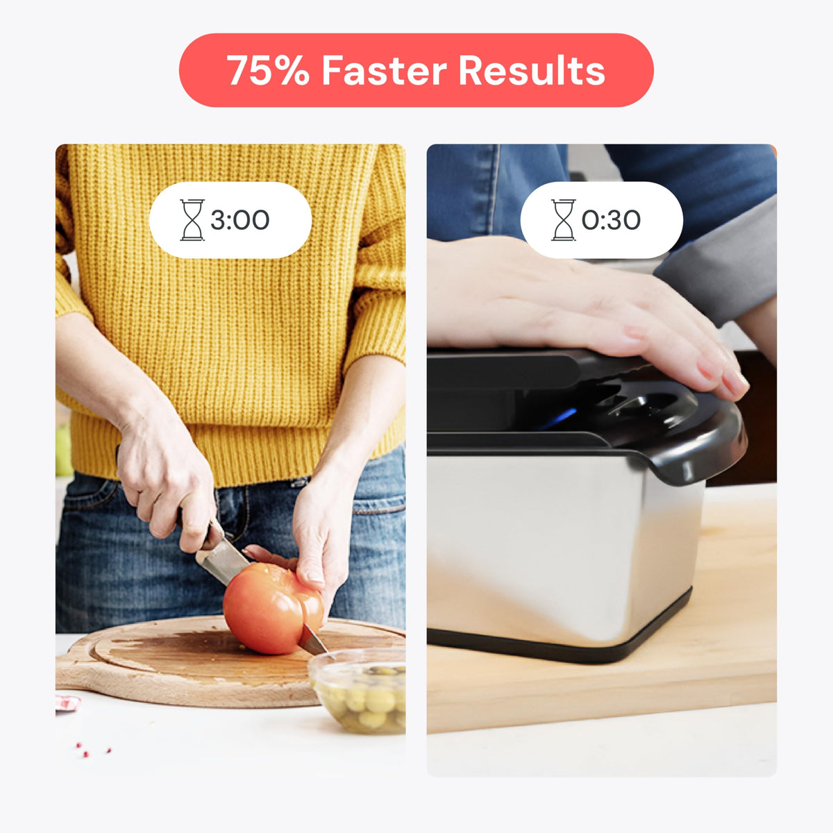 Fullstar large-capacity 5-cup container catches chopped produce for mess-free prep.