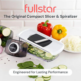 Fullstar mandoline blade change demonstrates quick interchangeable blades for precise cuts