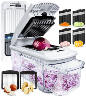 The Fullstar mandoline slicer with four-in-one blades enables versatile veggie prep.