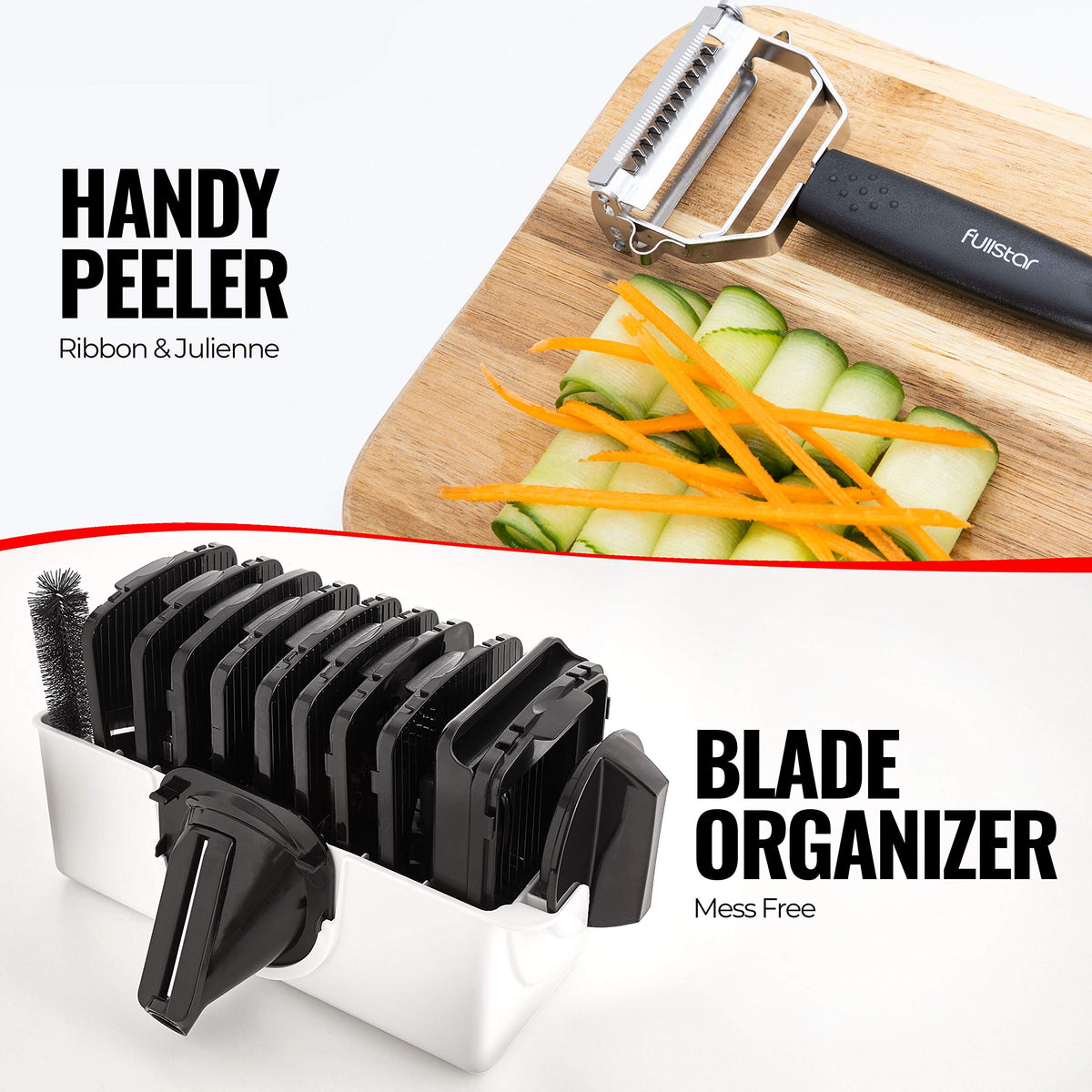 Fullstar julienne blades deliver uniform matchstick cuts