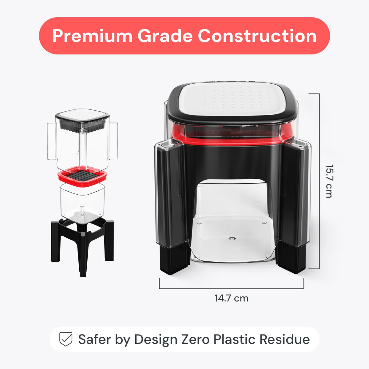 Mess-free setup with built-in container and easy cleanup