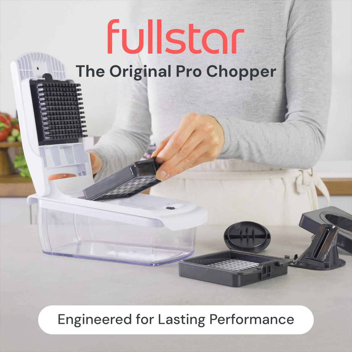 Fullstar Original Pro Chopper 5-cup container keeps prep organized and neat.
