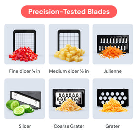 Built-in catch tray on the Fullstar chopper keeps counters clean during prep.