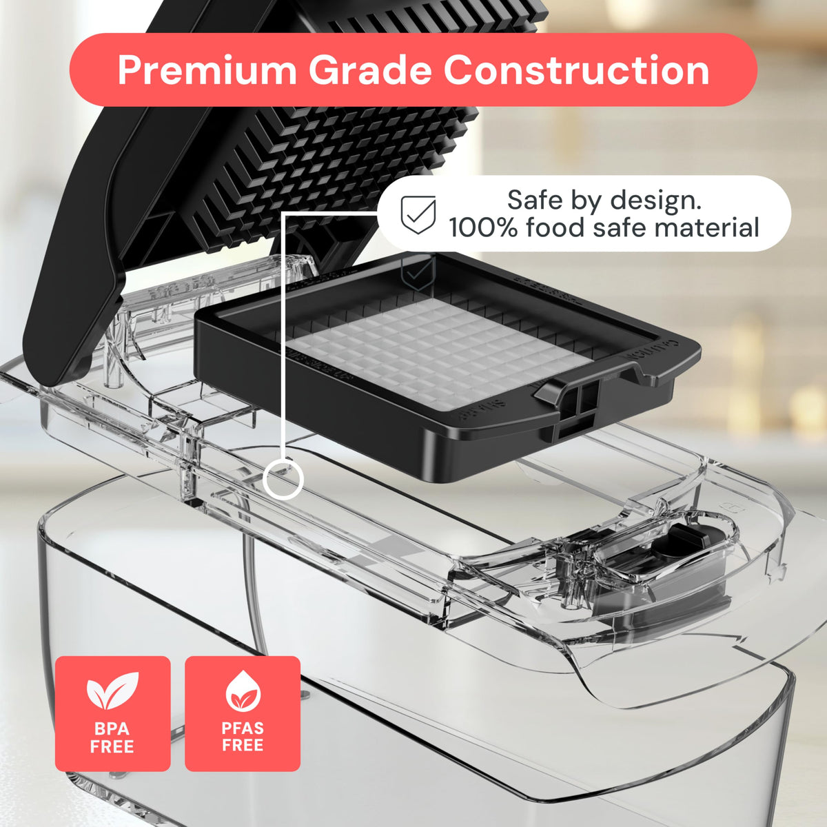 Fullstar Original Pro Chopper catch tray reduces mess while chopping.