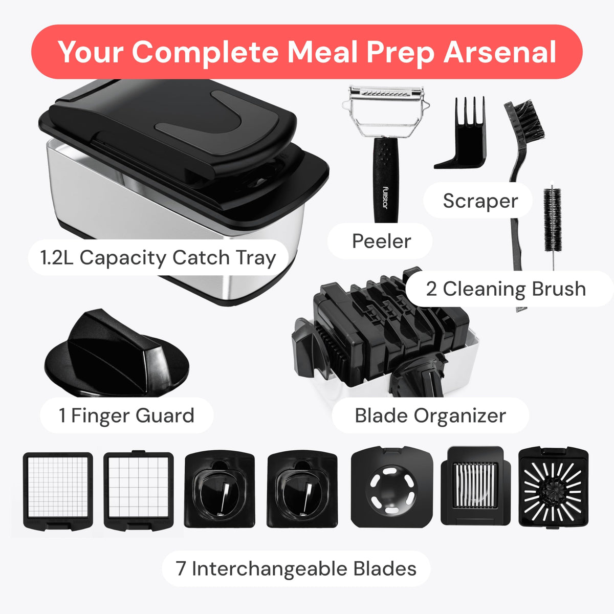 Fullstar Pro Chopper compact storage fits neatly in small kitchens.