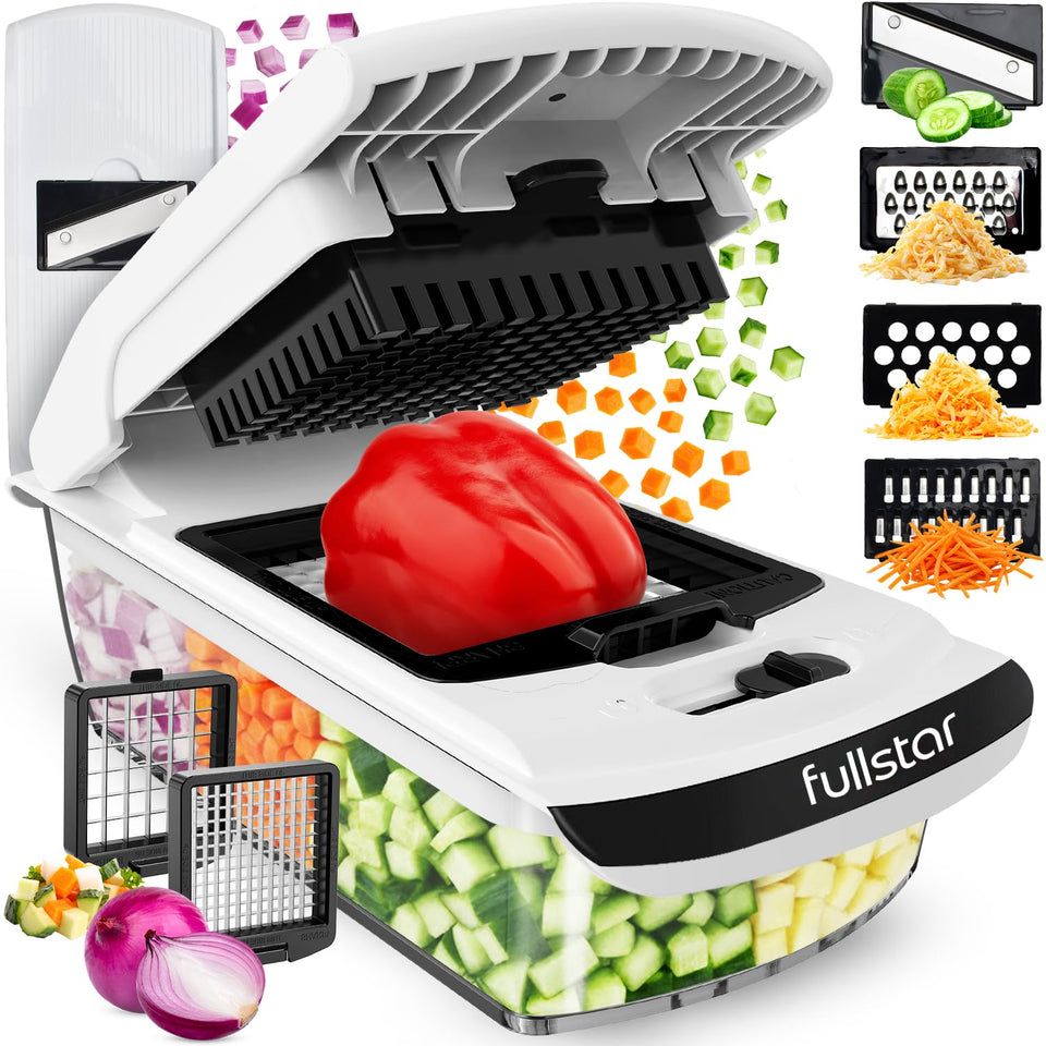 Fullstar Original Pro Chopper in white setup ready for quick, even vegetable dicing.