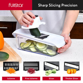 Fullstar ribbon cutter ready to add textured ribbons to vegetables.