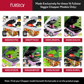 Fullstar stainless steel blades with black frame for durability.