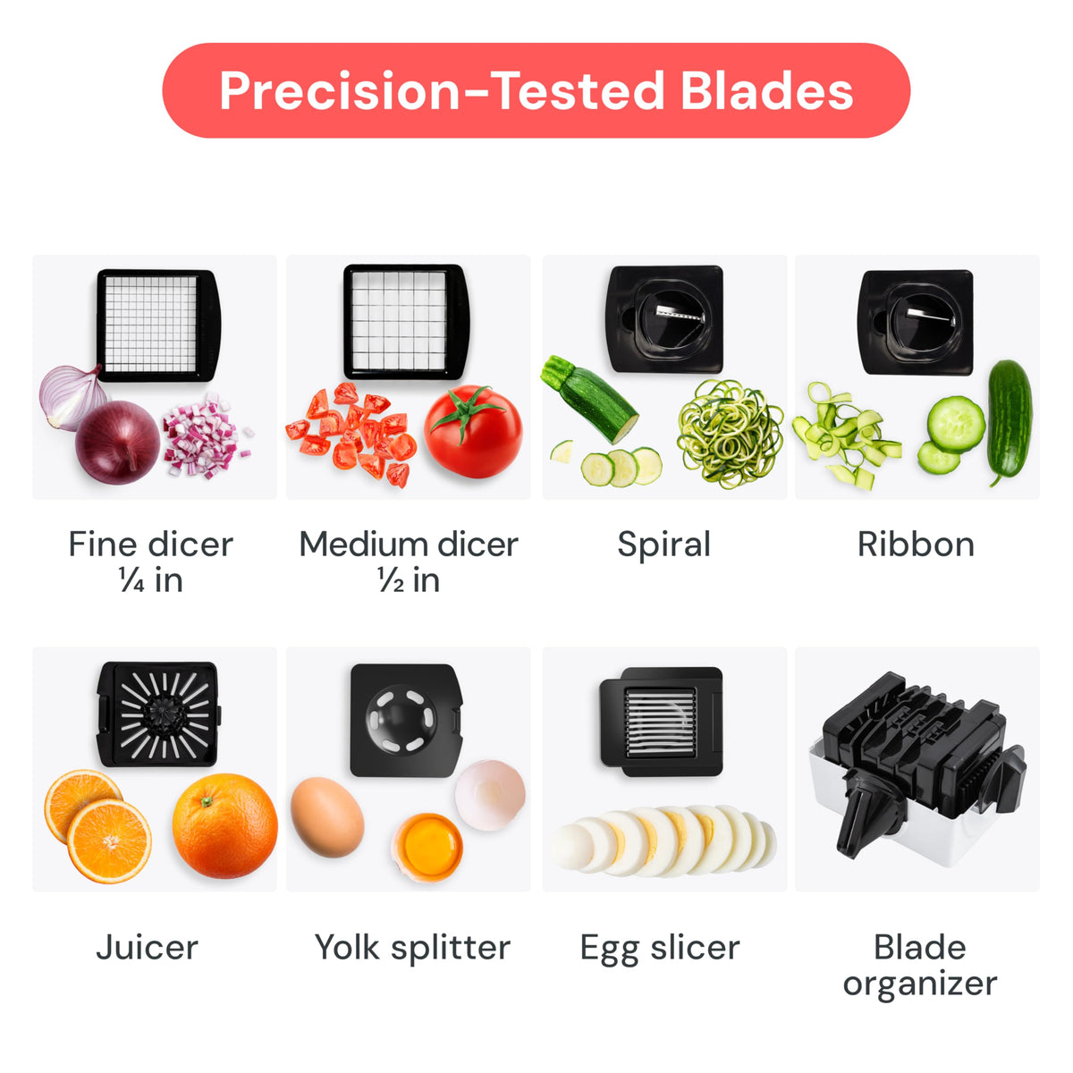 Fullstar soft-grip handle provides comfortable control during everyday chopping tasks.