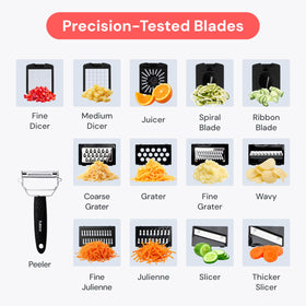 Fullstar 420 stainless steel blades stay razor-sharp for fast results.
