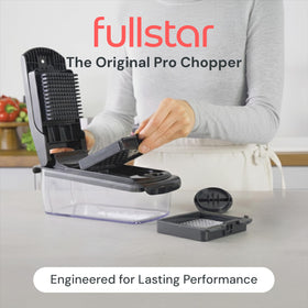 Fullstar Pro Chopper catch tray keeps counters clean during chopping.