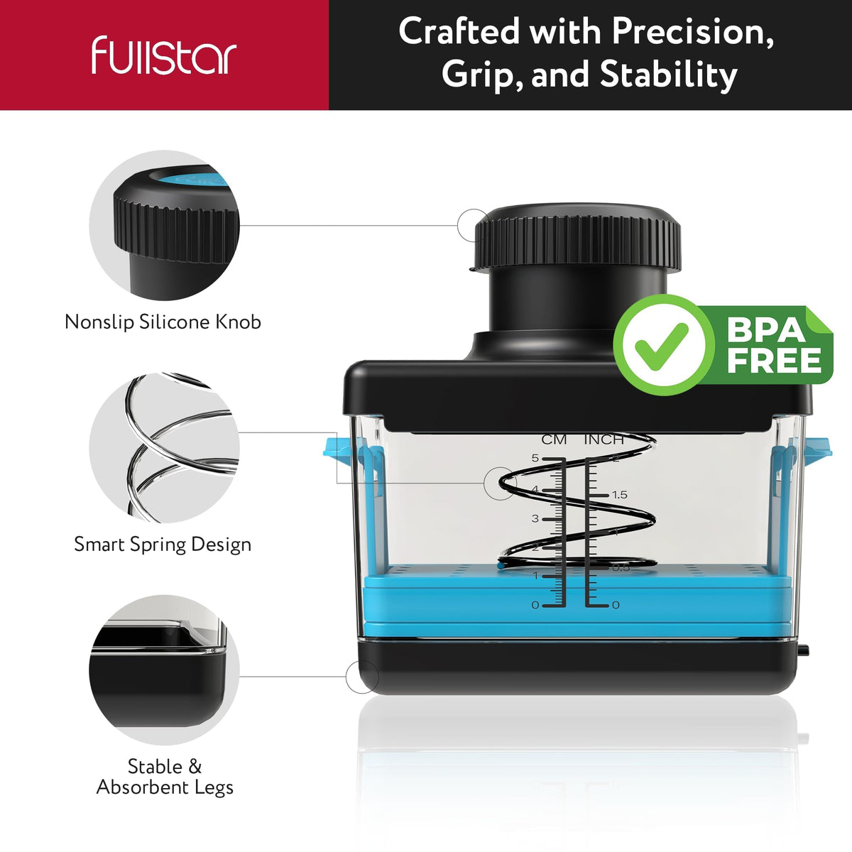 Fullstar tofu press cutter cutting blade enables easy cubing after pressing.