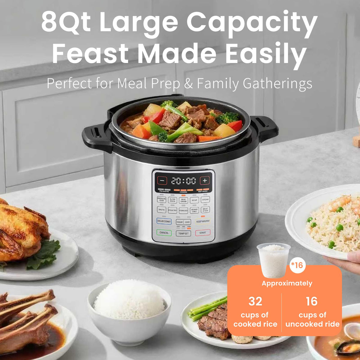 Fullwill ceramic non-stick inner pot for easy cleanup and healthy cooking.