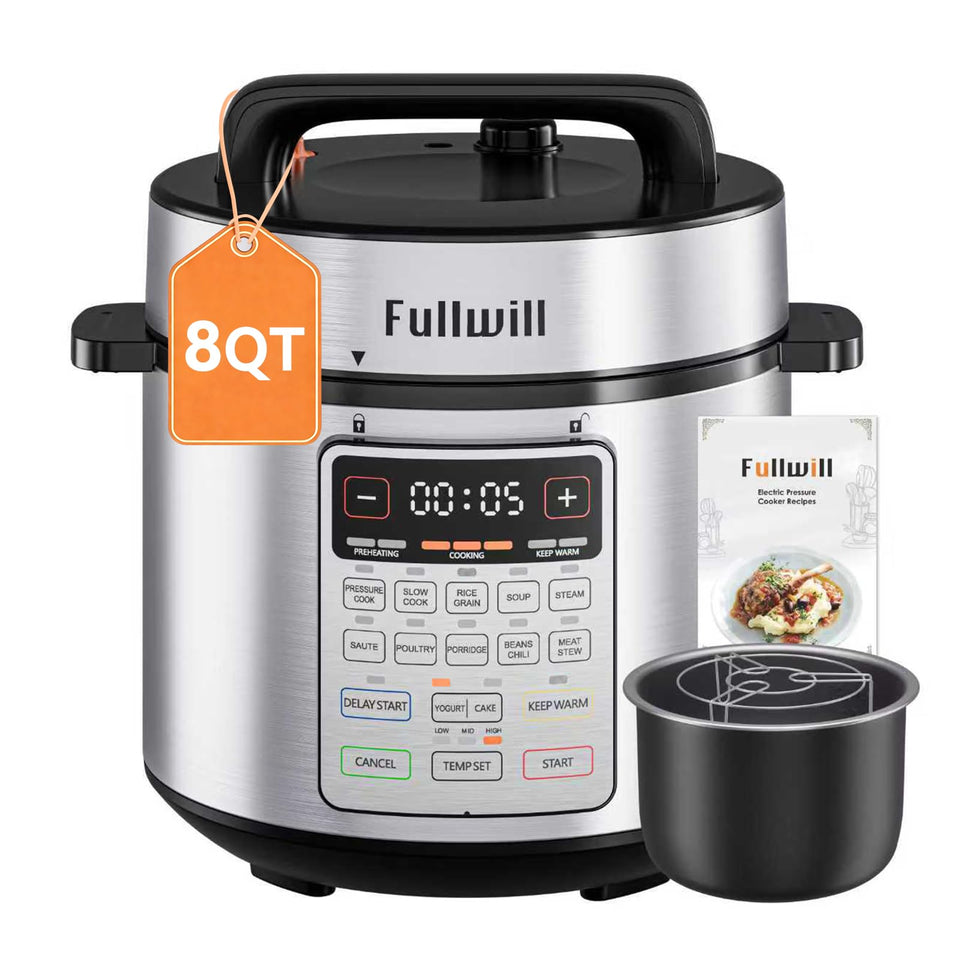 Fullwill 8QT electric pressure cooker front view for quick family meals.