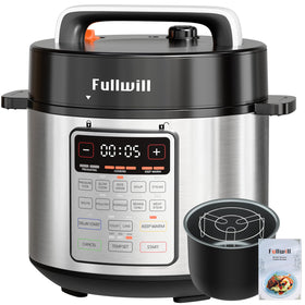 Fullwill 9-in-1 electric pressure cooker front view for compact kitchen versatility.