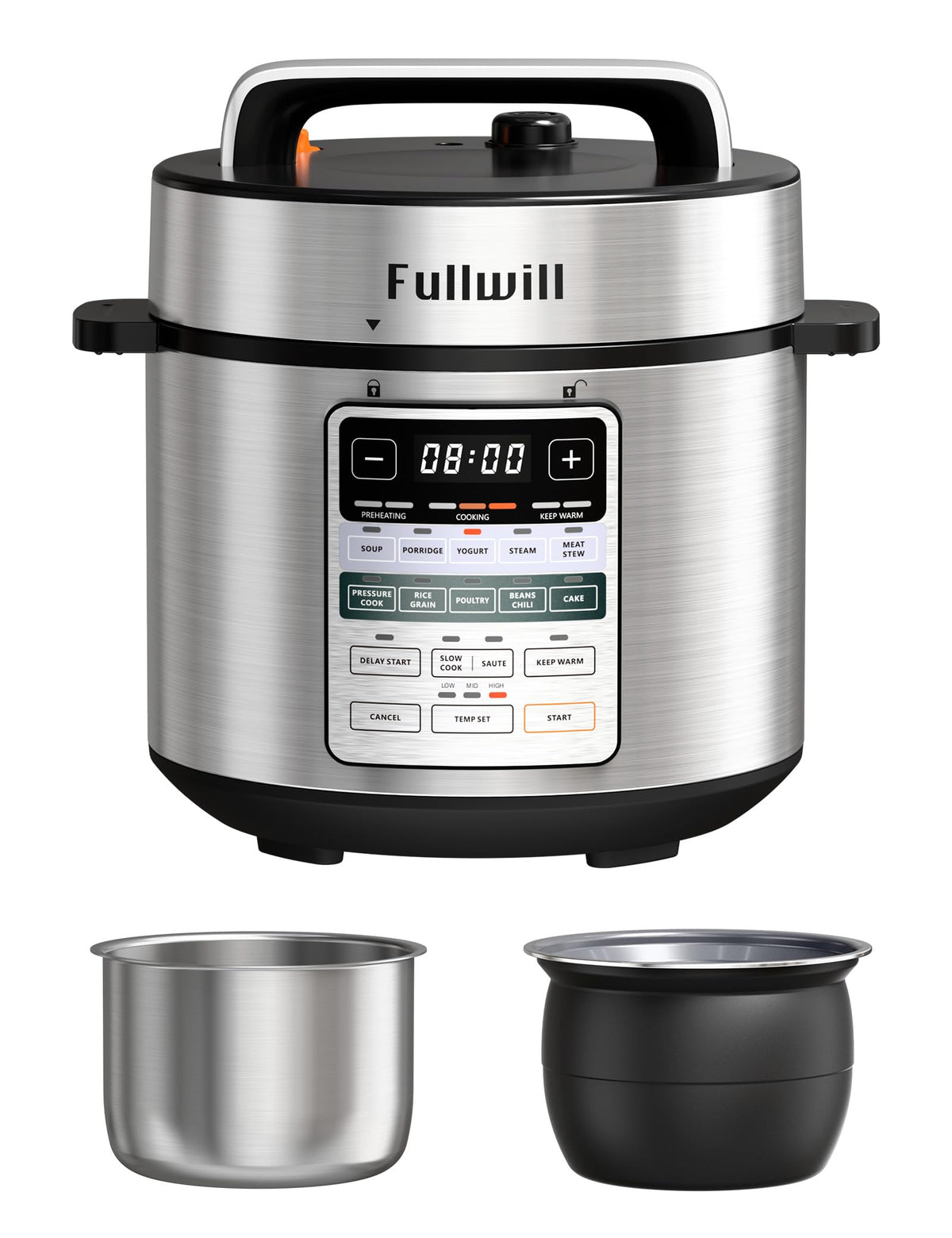 Fullwill dual-pot electric pressure cooker showing versatile 12-in-1 options