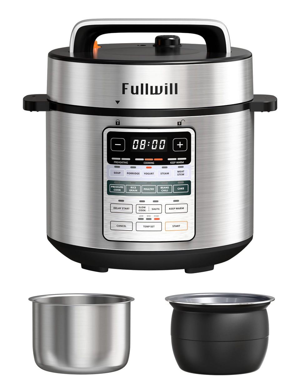Fullwill dual-pot electric pressure cooker showing versatile 12-in-1 options
