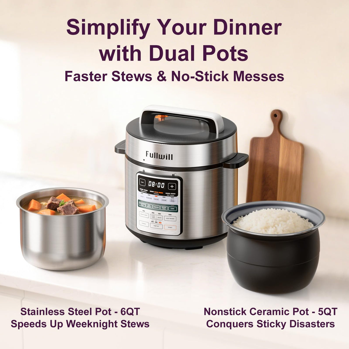 Fullwill lid-locked safety feature for hands-free cooking