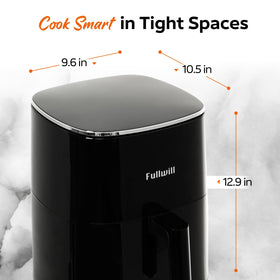 Box contents include Fullwill air fryer, 6QT basket, and a recipe guide.