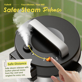 Fullwill stainless steel housing and lid convey durable, fingerprint-resistant design.
