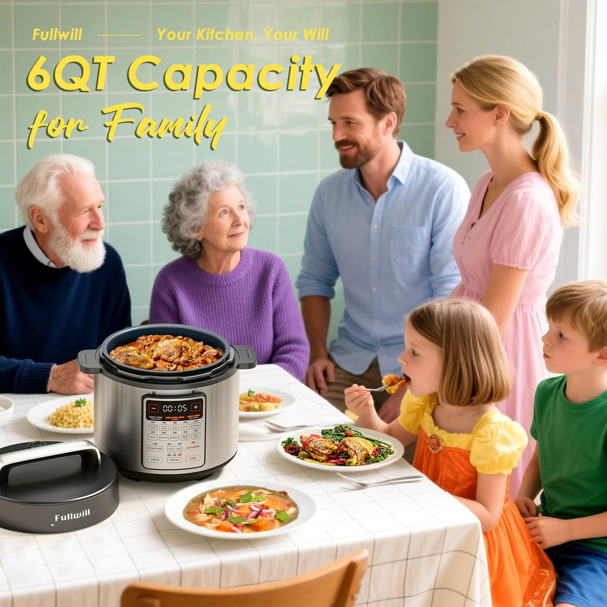 Fullwill yogurt maker setting enables creamy, homemade dairy treats.