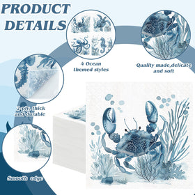 Fulmoon napkins feature crab motif for beach-themed events.