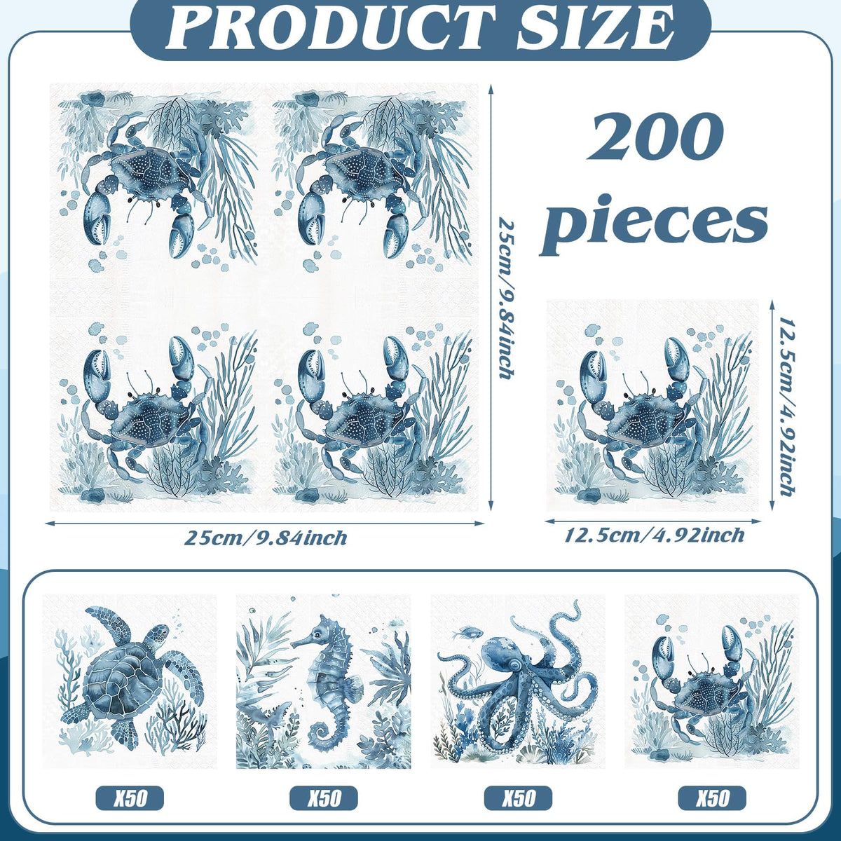 Fulmoon napkins show seahorse design for elegant seaside parties.