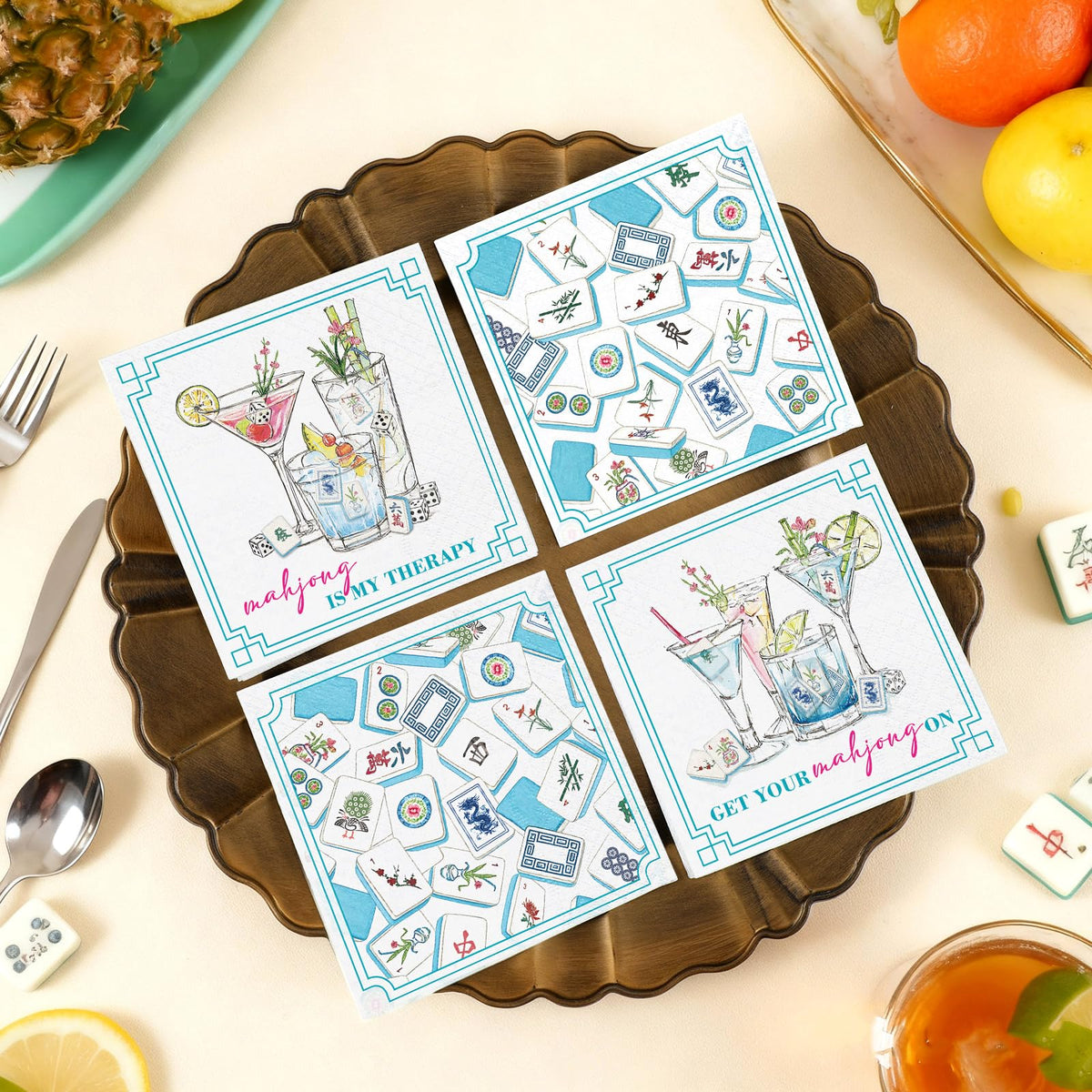 Fulmoon mahjong napkins are disposable for easy cleanup after celebrations.