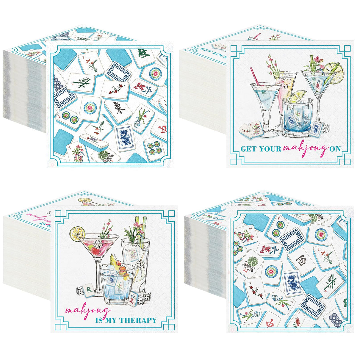 Fulmoon Mahjong napkins with pattern design add festive decor and themed flair to tables.