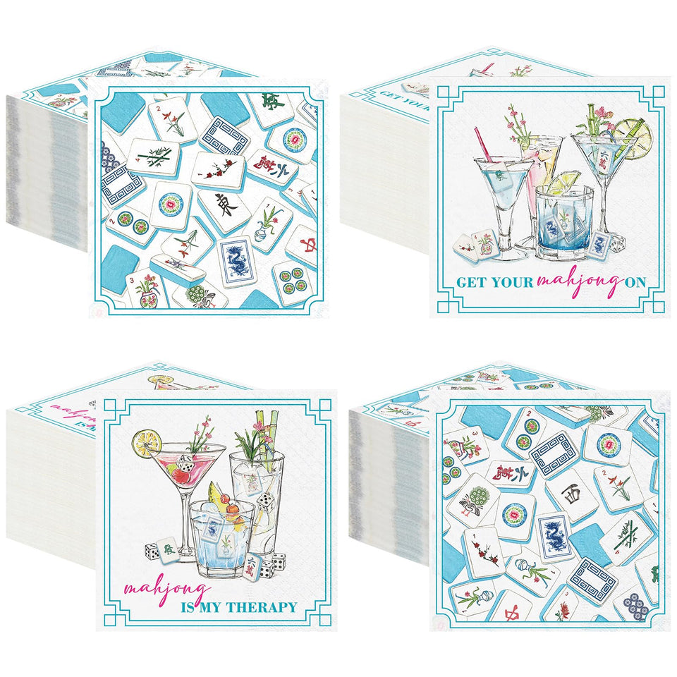 Fulmoon Mahjong napkins with pattern design add festive decor and themed flair to tables.