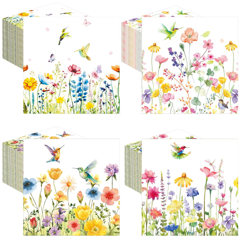 Fulmoon spring wildflower cocktail napkins with vibrant florals for festive gatherings.